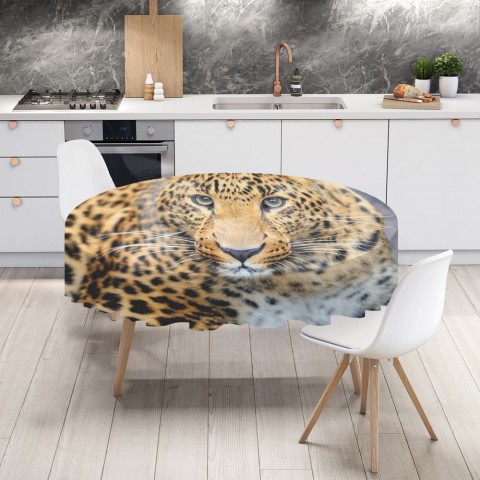 Текстильная скатерть на обеденный стол «Красивый леопард» вид 4