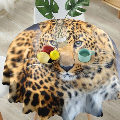 Текстильная скатерть на обеденный стол «Красивый леопард» вид 5