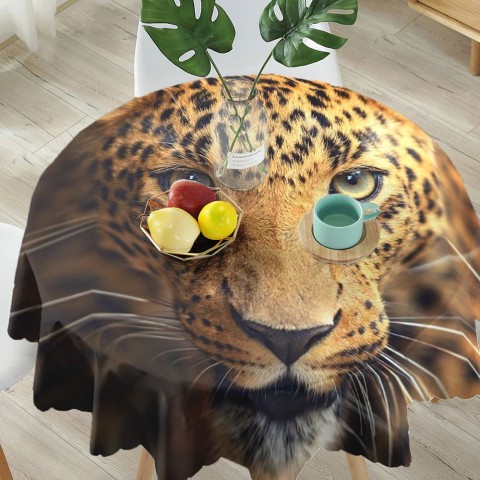 Полотняная скатерть на обеденный стол «Леопард портрет» вид 5