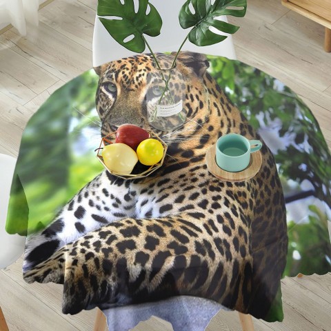Текстильная скатерть для стола «Отдыхающий леопард» вид 5