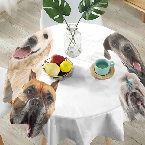 Полотняная фотоскатерть на кухонный стол «Довольные псы» вид 5