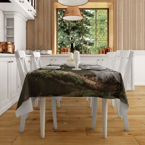 Текстильная 3D скатерть на кухонный стол «Симпатичная сова» вид 2