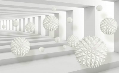3D Фотообои «Колючие шары в тоннеле»