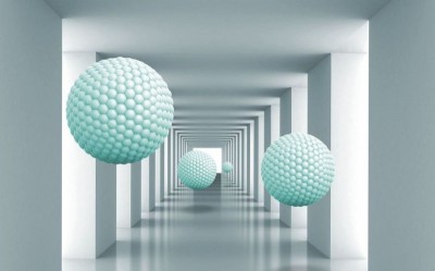 3D Фотообои  «Мятные шары в тоннеле» 