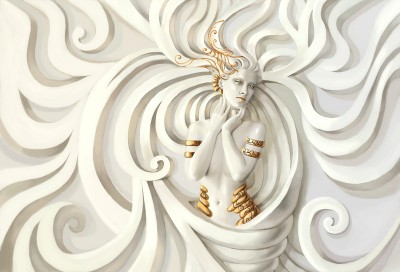 3D Фотообои «Барельеф девушка с золотом»
