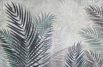 3D Фотообои «Листья пальмы в сдержанных тонах»