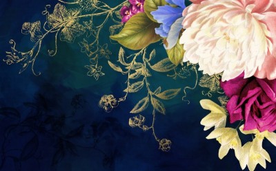 3D Фотообои «Темная композиция с цветами»