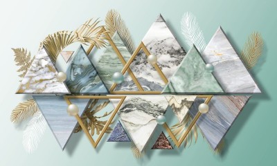 3D Фотообои «Жемчужины с мраморными треугольниками»