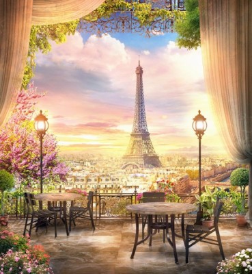 3D Фотообои «Парижский ресторанчик»