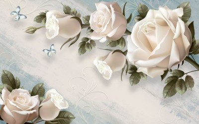 3D Фотообои «Винтажная композиция с розами»