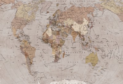 3D Фотообои  «Политическая карта мира в винтажном стиле» 