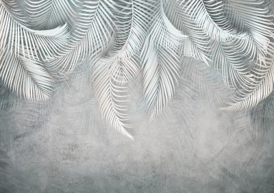 3D Фотообои «Роскошные пальмовые ветви в бирюзовых тонах»  