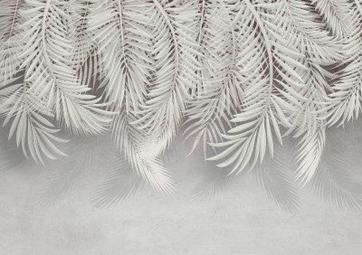 3D Фотообои «Нежный пальмовый занавес»  