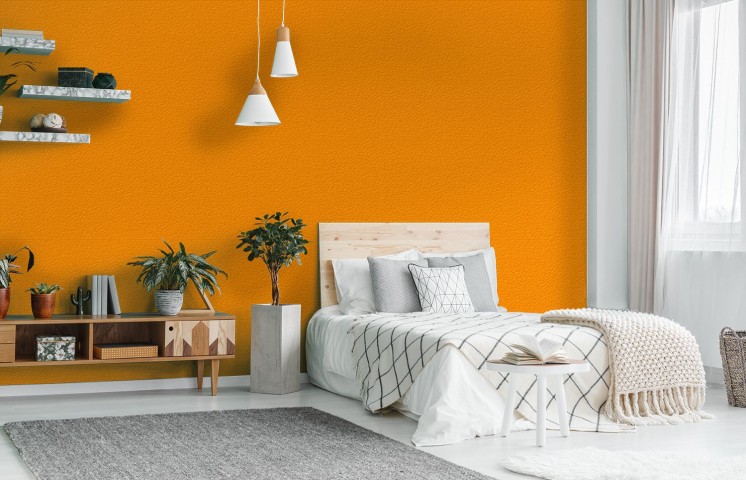 Обои для стены в рулонах цвет яркий оранжево-жёлтый вид 8