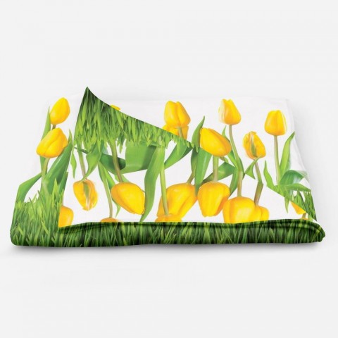 Мягкий плед «Желтые тюльпаны» вид 5