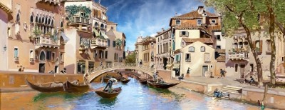 3D Фотообои «Венецианские гондольеры»