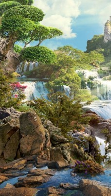 3D Фотообои «Бурлящие водопады»