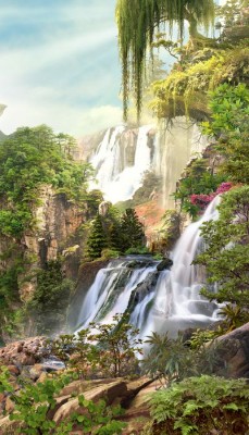 3D Фотообои «Сказочные водопады»