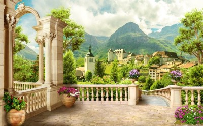 3D Фотообои «Античная терраса с видом на владения»