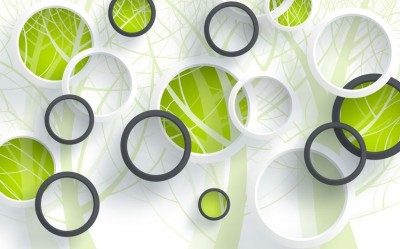3D Фотообои «Объемные зеленые круги»