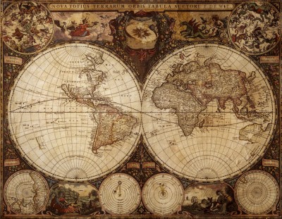 3D Фотообои  «Карта мира для кабинета» 