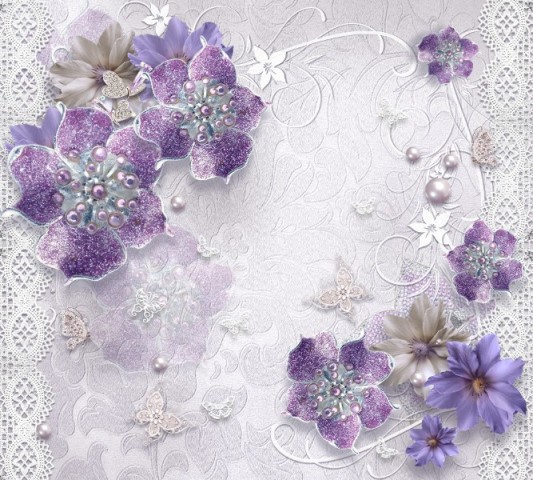 Фотошторы &quot;Ювелирные фиолетовые цветы&quot; вид 2