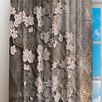 Фотошторы «Ветви сакуры на винтажном фоне» вид 3