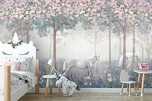 Фотообои «Лошади в цветущем саду»