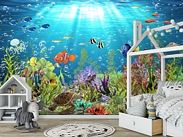 3D Фотообои «Забавные рыбки»