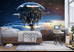 3D Фотообои «Футуристический космический замок»