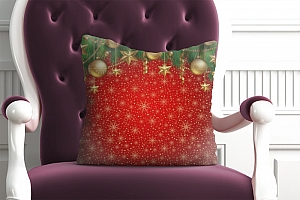 3D Подушка «Новогодний ламбрекен на красном фоне»  вид 2