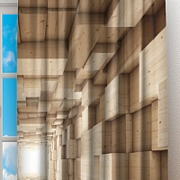 Фотошторы «Тоннель из деревянных кубов» вид 2