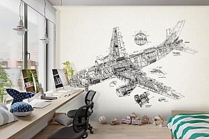 3D Фотообои «Самолет чертеж»