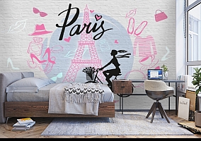 3D Фотообои «Париж с любовью»