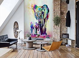 3D Фотообои «Семья слонов»