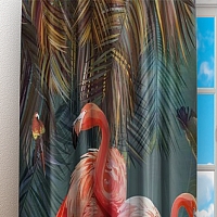  Фотошторы «Фламинго в тенистых тропиках» вид 3