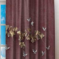 Фотошторы «Серебрянные птички над золотыми зонтиками» вид 2