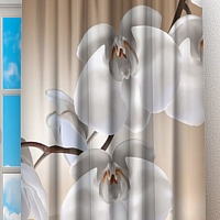Фотошторы «Белые орхидеи с бриллиантами» вид 2