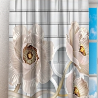Фотшторы «Кованые цветы с кольцами на кирпичной стене» вид 3