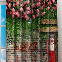 Фотошторы «Телефонная будка с граффити» вид 2