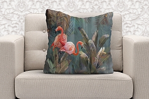 3D Подушка «Фламинго в тенистых тропиках» вид 6