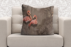 3D Подушка «Фламинго в тропической листве» вид 6