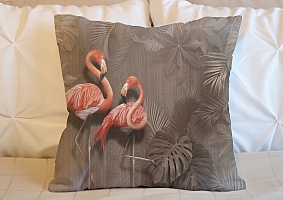 3D Подушка «Фламинго в тропической листве» вид 5