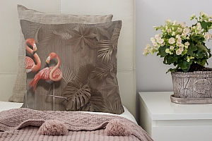 3D Подушка «Фламинго в тропической листве» вид 4