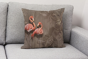 3D Подушка «Фламинго в тропической листве» вид 2