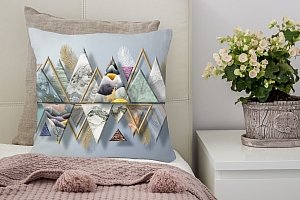 3D Подушка «Золотые перья с мраморными треугольниками» вид 4