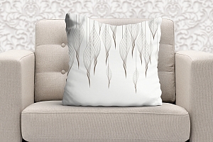 3D Подушка «Ниспадающие ажурные листья на белом» вид 6