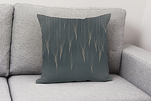 3D Подушка «Золотые ниспадающие листья на нефритовом фоне» вид 2