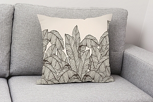 3D Подушка «Раскидистые листья на кремовом фоне» вид 2