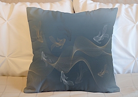 3D Подушка «Золотые волны в морской синиве» вид 5